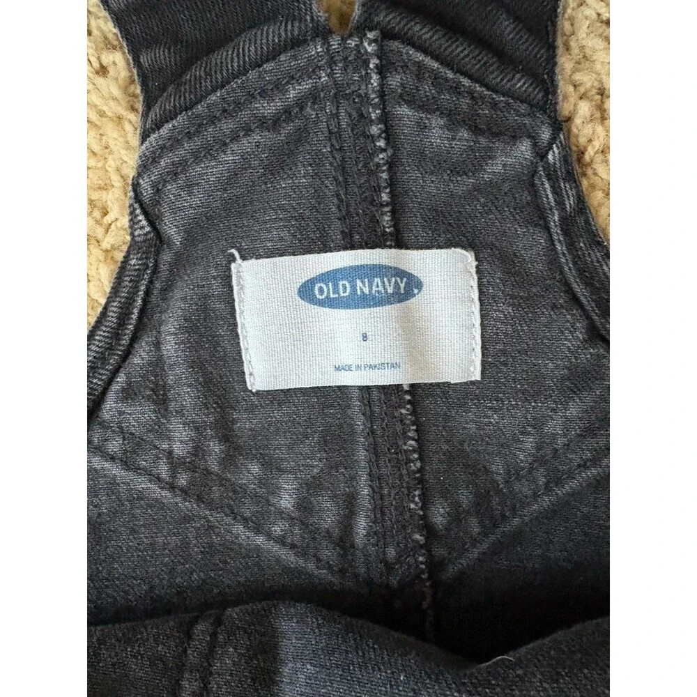 Old Navy Washed Black Denim Overalls Women's Size 8 Button 26